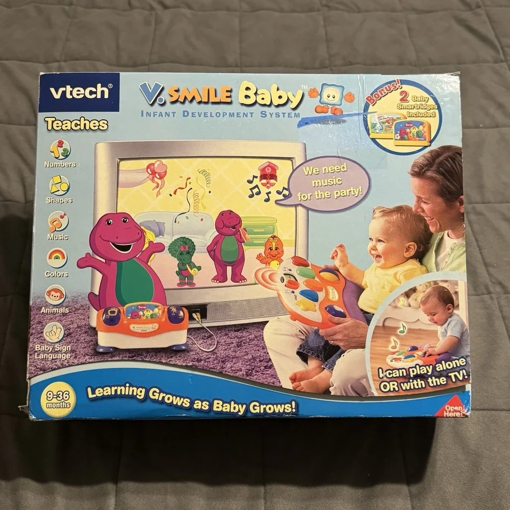 VTech V.Smile Baby Infant Development System Barney & Friends + 2 Smartridges